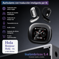 Auriculares con traducción por IA en tiempo real (144 idiomas), pantalla táctil LCD, auriculares inalámbricos OWS, sonido estéreo HiFi y diseño de oído abierto. miniatura 1