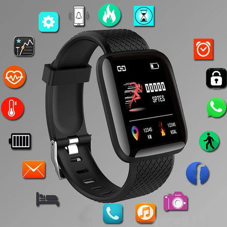 Reloj inteligente para hombre y mujer: monitor de actividad física, notificaciones y pulsera; regalo de cumpleaños compatible con Android e iOS.