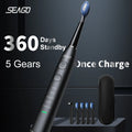 Cepillo de dientes eléctrico Seago para adultos, recargable por USB, batería de larga duración (360 días), resistente al agua IPX7, incluye 4 cabezales de repuesto y estuche de viaje (modelo SG-575) miniatura 1