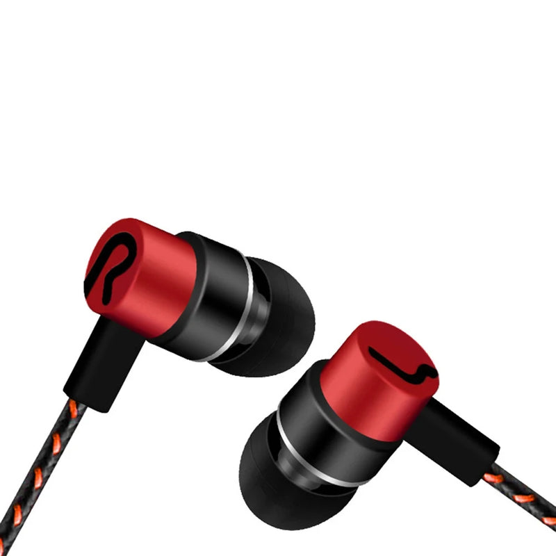 Auriculares intraurales con cable y conector de 3,5 mm; modelo básico con sonido estéreo y graves potentes; cancelación de ruido y excelente calidad de audio.
