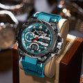 Reloj deportivo para hombre Quartz Electronic Fashion 8029: resistente al agua (50 m), pantalla digital LED, fecha automática, alarma y estilo deportivo. miniatura 1
