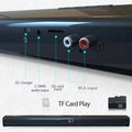 Barra de sonido XIKCU con Bluetooth 5.3, sonido estéreo y envolvente para cine en casa; incluye mando a distancia y compatibilidad con RCA, AUX y tarjeta TF. miniatura 2