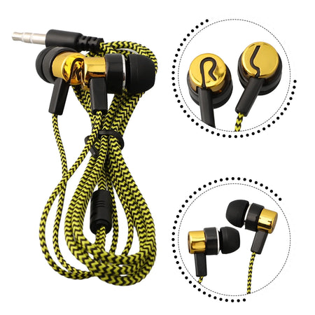 Auriculares intraurales con cable y conector de 3,5 mm; modelo básico con sonido estéreo y graves potentes; cancelación de ruido y excelente calidad de audio.