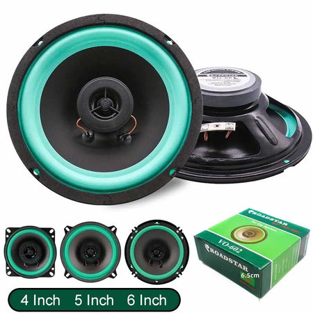 Altavoces coaxiales universales para coche (4, 5 y 6,5 pulgadas): audio HiFi de rango completo con refuerzo de graves para un sonido estéreo mejorado.