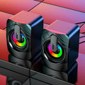 Altavoces estéreo Hi-Fi con cable USB para PC, con iluminación RGB, control de volumen y entrada auxiliar de 3,5 mm; sistema de audio de escritorio. miniatura 1