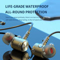 Auriculares inalámbricos Bluetooth 5.0 con banda para el cuello, estéreo y deportivos; resistentes al agua, magnéticos y con micrófono. miniatura 2