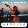 Altavoz Bluetooth inalámbrico para karaoke con subwoofer portátil, micrófono, radio FM, lámpara LED, caja de sonido TWS, máquina de música miniatura 2