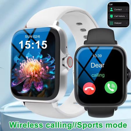 Reloj inteligente con pantalla táctil completa, recordatorio de llamadas y mensajes, control de música y otras funciones, compatible con iPhone/Android.