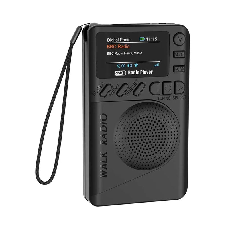 Mini radio digital DAB/FM de bolsillo con pantalla a color, toma de auriculares, Bluetooth 5.0, reproducción de MP3 y altavoz; ideal para correr y hacer deporte.