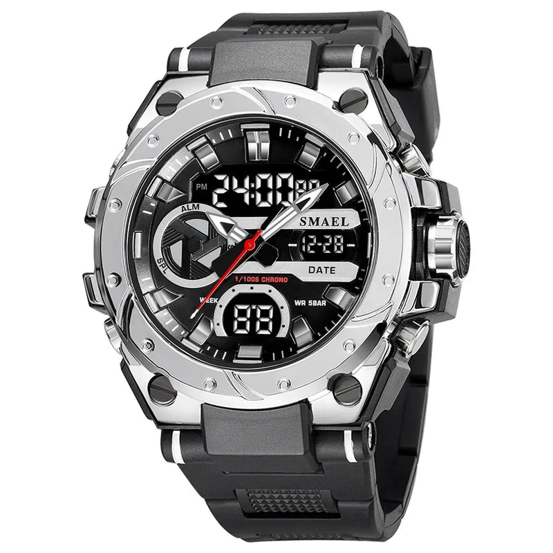 Reloj deportivo para hombre Quartz Electronic Fashion 8029: resistente al agua (50 m), pantalla digital LED, fecha automática, alarma y estilo deportivo.