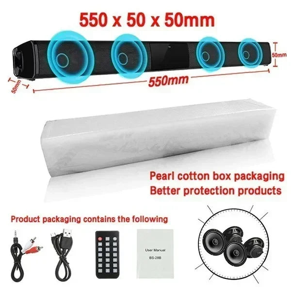 Potente altavoz inalámbrico Bluetooth para cine en casa, ordenador, TV, caja de sonido para coche, barra de sonido, subwoofer de graves potentes, radio, caja de sonido