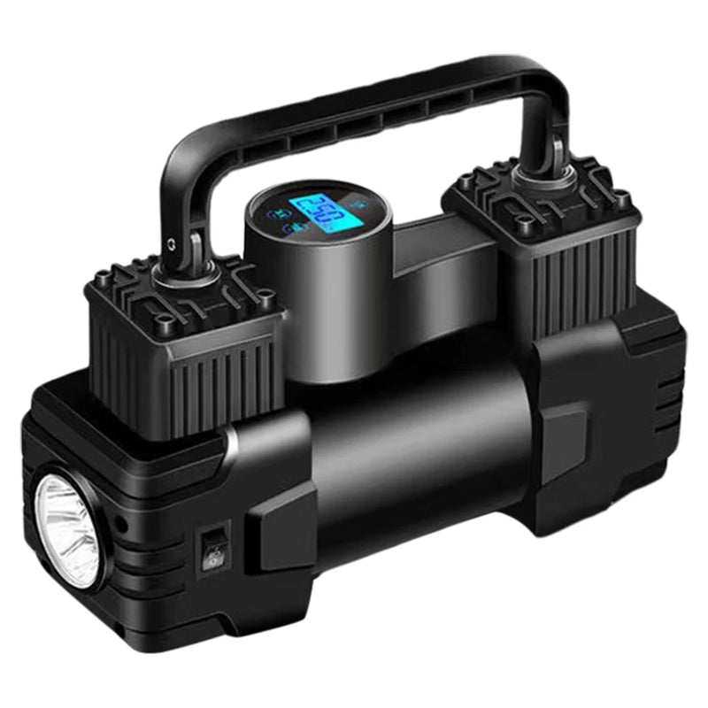 Mini compresor de aire de 12 V y 150 PSI de doble cilindro: inflador de neumáticos resistente con luz LED, bomba de aire eléctrica para coche.