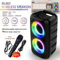 Altavoz Bluetooth inalámbrico para karaoke con subwoofer portátil, micrófono, radio FM, lámpara LED, caja de sonido TWS, máquina de música miniatura 1