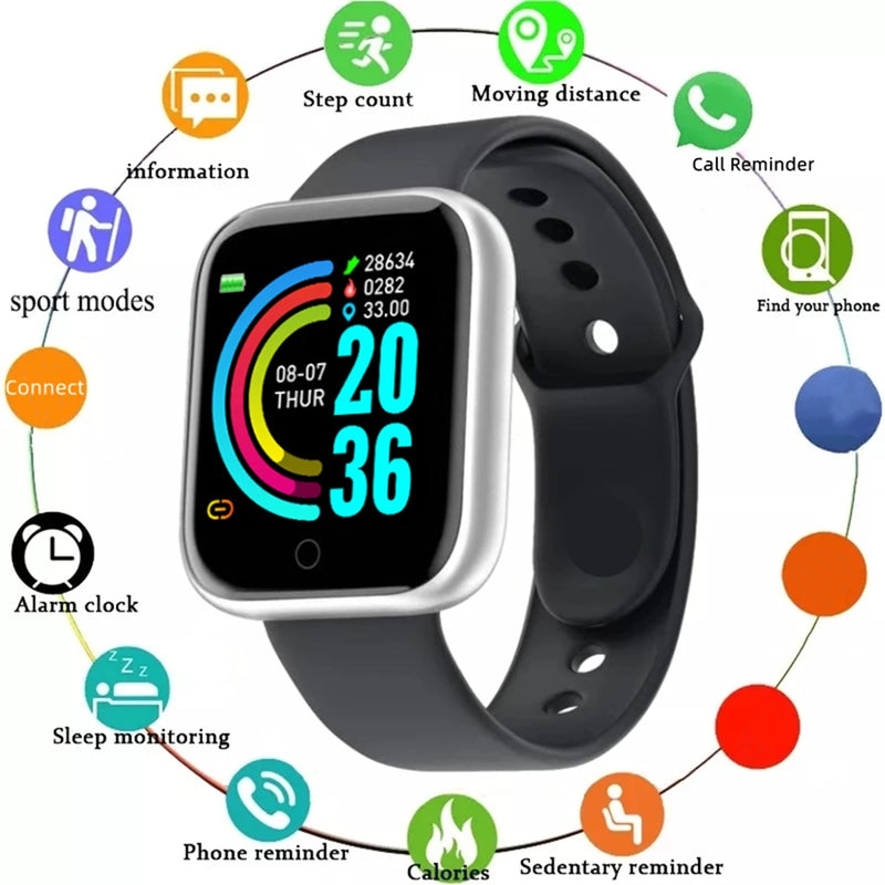 Reloj inteligente para hombre y mujer: monitor de actividad física, notificaciones y pulsera; regalo de cumpleaños compatible con Android e iOS.