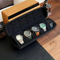Estuche para 5 relojes | Organizador de viaje rígido con almohadillas interiores - Listo para regalar (Negro), apto para guardar relojes inteligentes. miniatura 6